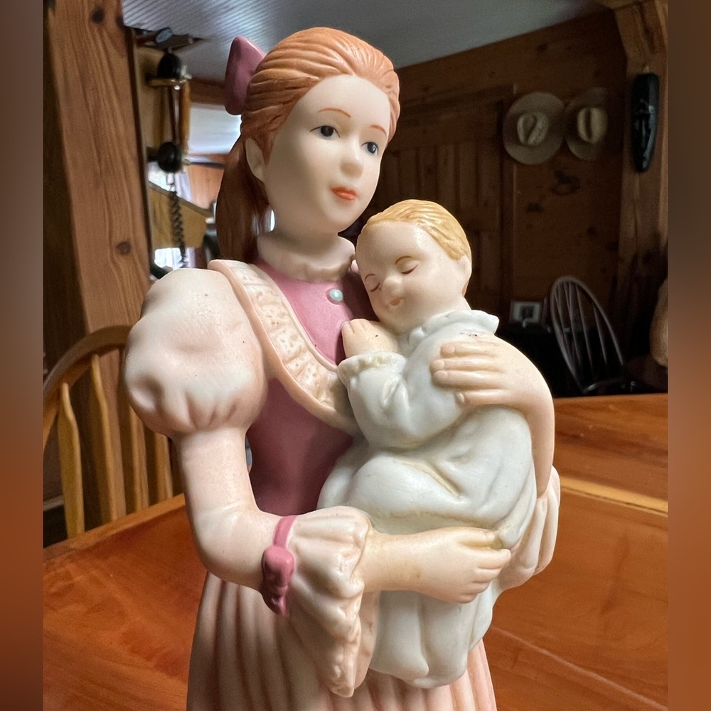 Home Interiors Porcelain Figurine with Cream and Pink Accents Comforting Arms